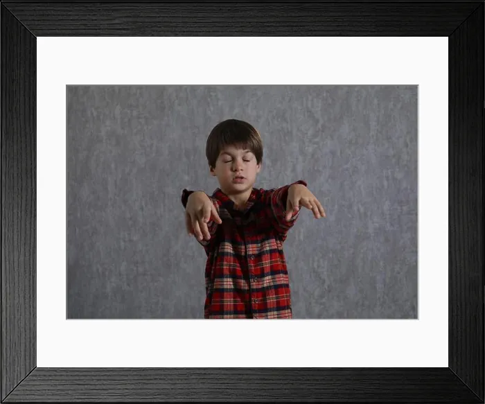 Framed Print : Little boy suffering from sleepwalking at home