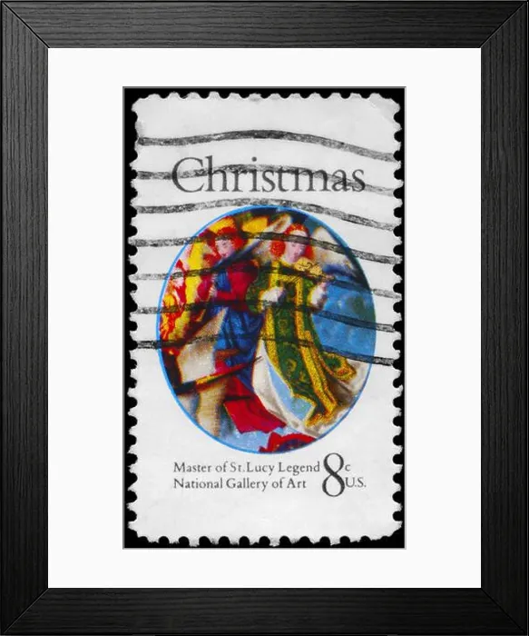 Framed Print : USA - CIRCA 1972: A Stamp printed in USA shows the detail from a painting by the Master of the Saint Lucy Legend (fl) Framed Print : USA - CIRCA 1972: A Stamp printed in USA shows the detail from a painting by the Master of the Saint Lucy Legend (fl)