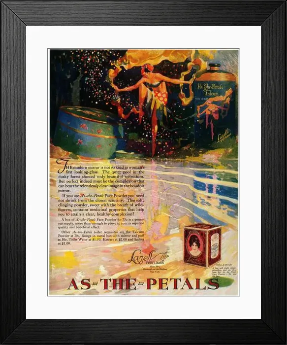 Framed Print : 1921 As The Petals Lazell Perfumer ad - Face Powder Talcum Powder - Frank Godwin art Framed Print : 1921 As The Petals Lazell Perfumer ad - Face Powder Talcum Powder - Frank Godwin art