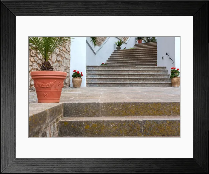 Framed Print : Stairs in Dalt Vila in Ibiza-Eivissa, Balearic Islands, Spain Framed Print : Stairs in Dalt Vila in Ibiza-Eivissa, Balearic Islands, Spain