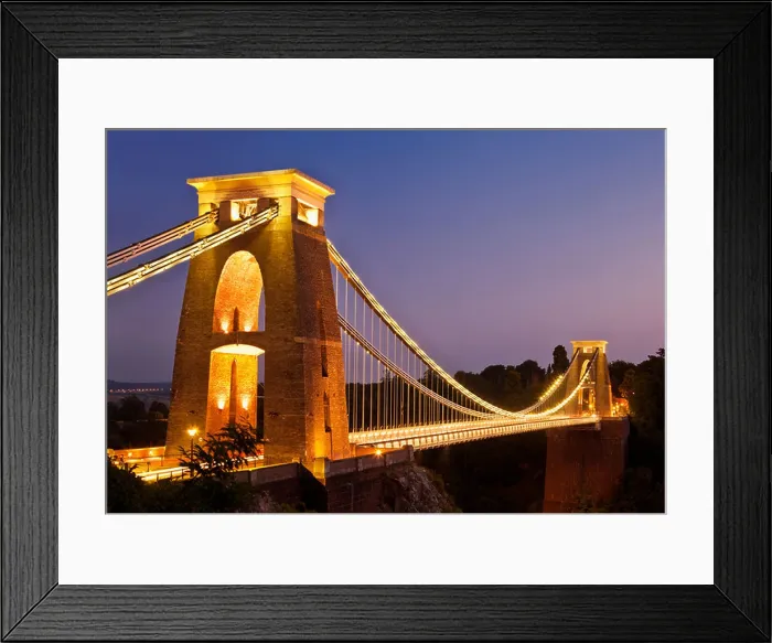 Framed Print : Clifton suspension bridge illuminated at night sunset clifton downs Bristol Avon England UK GB Europe Framed Print : Clifton suspension bridge illuminated at night sunset clifton downs Bristol Avon England UK GB Europe