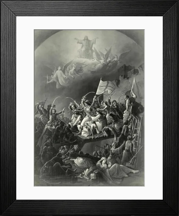 Framed Print : Painting depicting a battle during the Crusades Framed Print : Painting depicting a battle during the Crusades