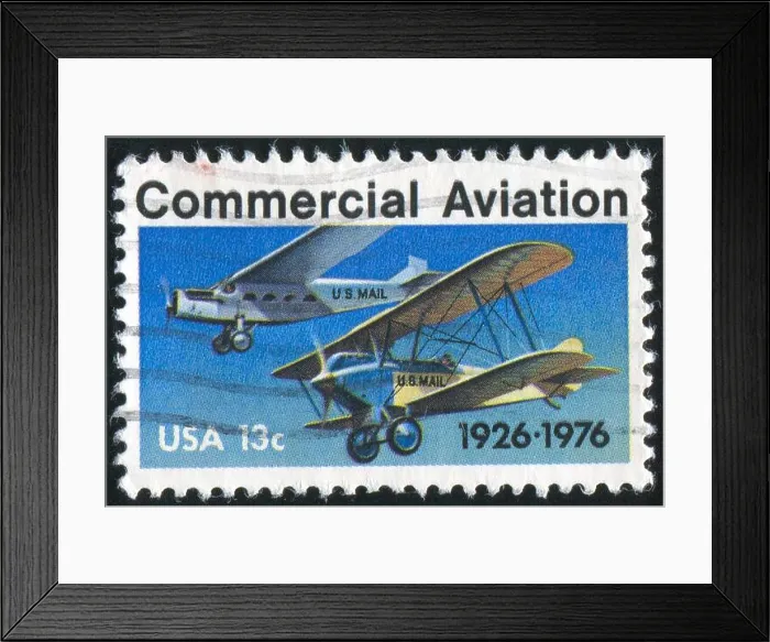 Framed Print : UNITED STATES - CIRCA 1976: stamp printed by United states, shows airplane, circa 1976 Framed Print : UNITED STATES - CIRCA 1976: stamp printed by United states, shows airplane, circa 1976