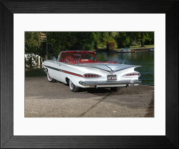 Framed Print : 1959 Chevrolet Impala convertible full size American car 50s fifties open top car