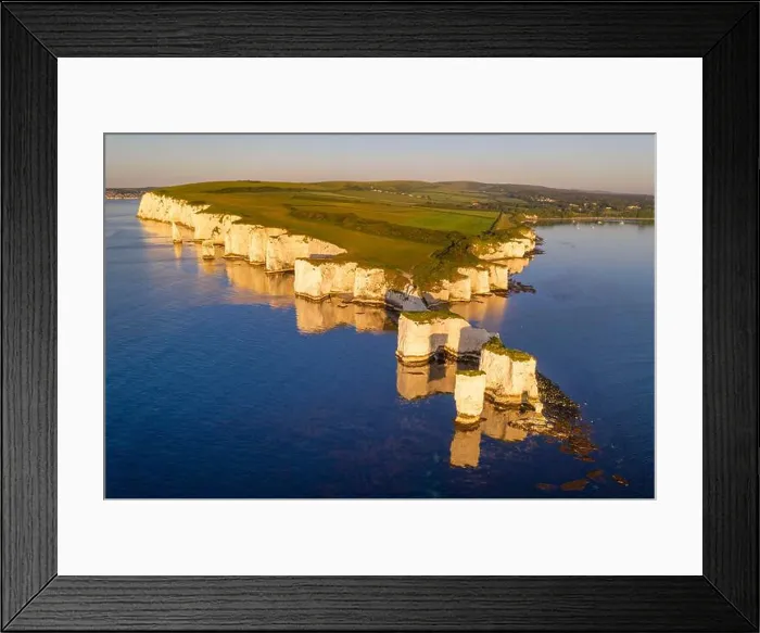 Framed Print : Aerial view of Old Harry Rocks on the Jurassic Coast Framed Print : Aerial view of Old Harry Rocks on the Jurassic Coast