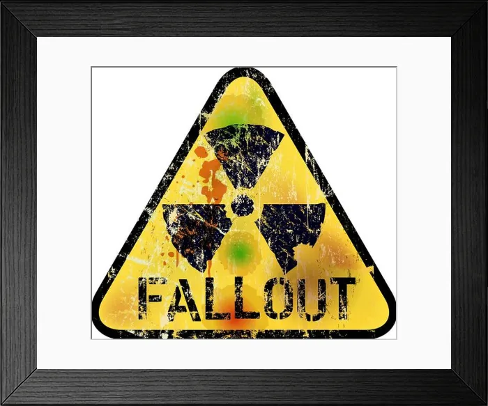 Framed Print : nuclear fallout warning sign, vector illustration Framed Print : nuclear fallout warning sign, vector illustration