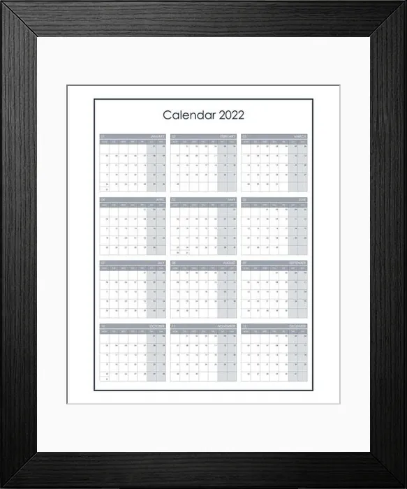 Framed Print : Calendar 2022. Wall planner with free space for notes Framed Print : Calendar 2022. Wall planner with free space for notes