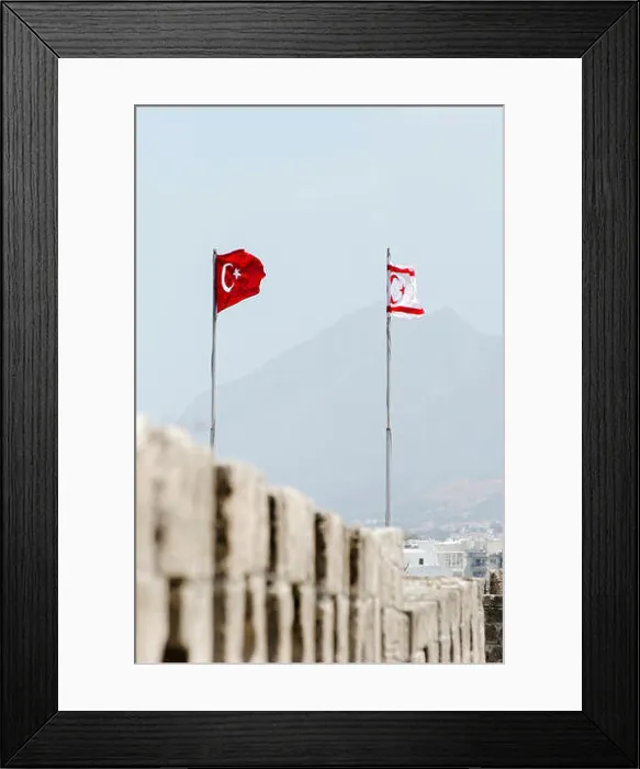 Framed Print : Turkish flags flying at Kyrenia Castle on the coast of Northern Cyprus Framed Print : Turkish flags flying at Kyrenia Castle on the coast of Northern Cyprus