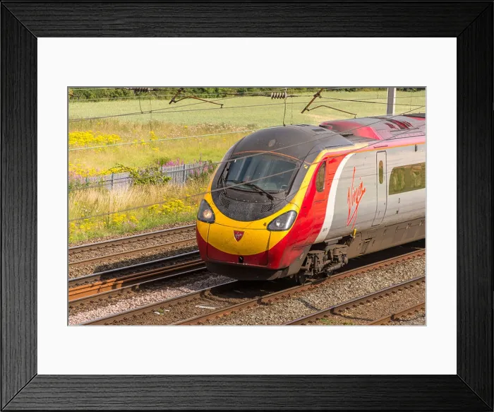 Framed Print : Virgin trains high speed Pendolino at Winwick junction on the West Coast main line. WCML Framed Print : Virgin trains high speed Pendolino at Winwick junction on the West Coast main line. WCML