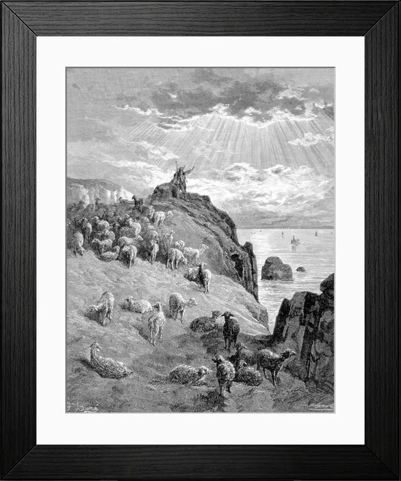 Framed Print : The Shepard and the Sea, La Fontaine's Fable, illustration by Gustave Doré Framed Print : The Shepard and the Sea, La Fontaine's Fable, illustration by Gustave Doré
