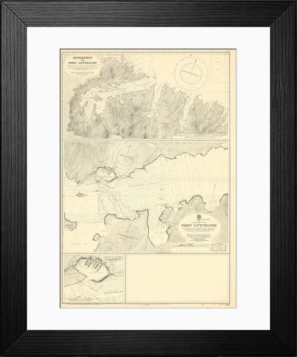 Framed Print : Port Lyttelton port New Zealand South Island ADMIRALTY sea chart 1931 (1955) map Framed Print : Port Lyttelton port New Zealand South Island ADMIRALTY sea chart 1931 (1955) map