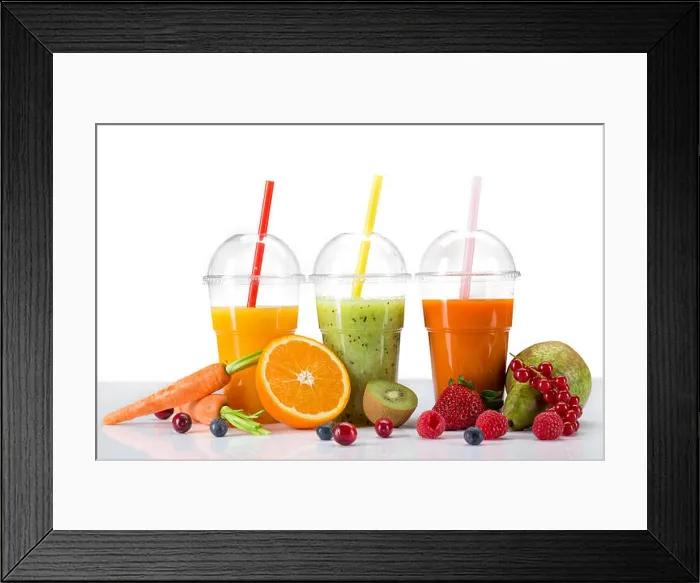 Framed Print : Fresh juice mix fruit, healthy drinks on wooden table Framed Print : Fresh juice mix fruit, healthy drinks on wooden table