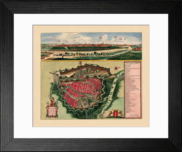 Framed Print : Map Of Gdansk 1687 Framed Print : Map Of Gdansk 1687
