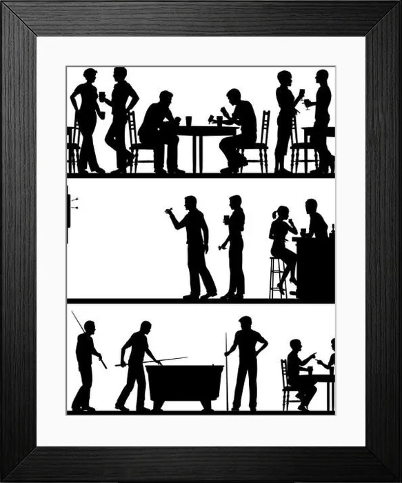 Framed Print : Set of eps8 editable vector cutout foreground silhouettes of typical British pub games with all elements as separate Framed Print : Set of eps8 editable vector cutout foreground silhouettes of typical British pub games with all elements as separate