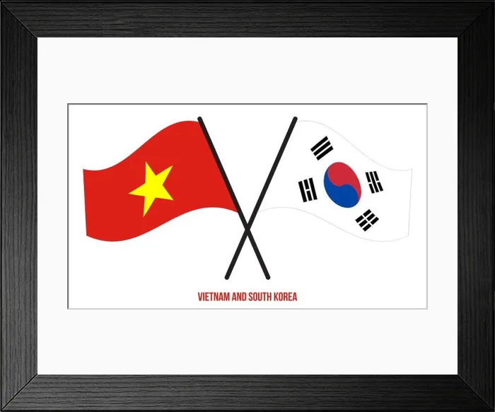 Framed Print : Vietnam and South Korea Flags Crossed And Waving Flat Style. Official Proportion. Correct Colors Framed Print : Vietnam and South Korea Flags Crossed And Waving Flat Style. Official Proportion. Correct Colors
