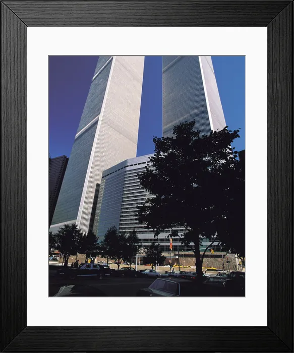 Framed Print : Wide angle shot of the Twin Towers of the World Trade Centre before 9 11 New York USA Framed Print : Wide angle shot of the Twin Towers of the World Trade Centre before 9 11 New York USA