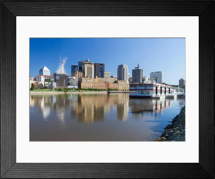 Framed Print : Downtown St Paul and Minnesota Centennial Showboat, Mississippi River, St Paul, Minnesota, USA Framed Print : Downtown St Paul and Minnesota Centennial Showboat, Mississippi River, St Paul, Minnesota, USA
