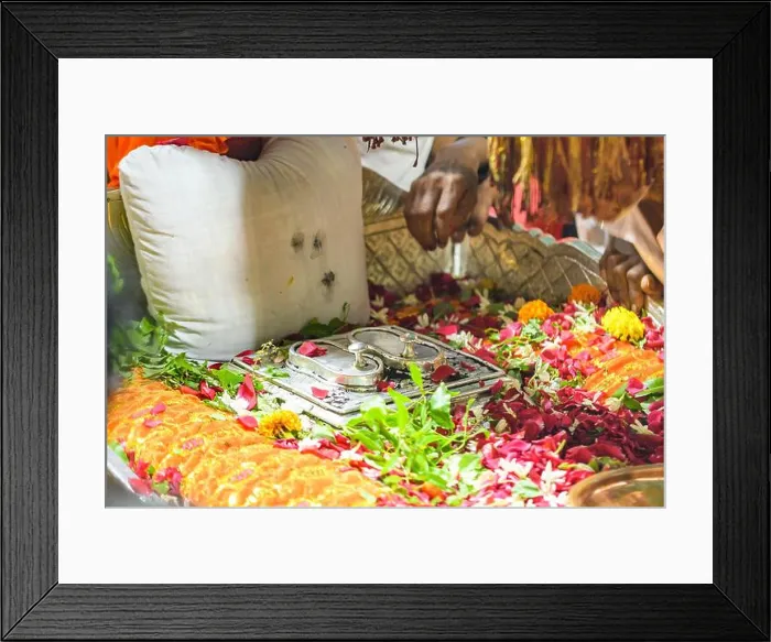 Framed Print : Closeup shot of paduka also known as footware of saint dnyaneshwar clicked during morning abhisheka Framed Print : Closeup shot of paduka also known as footware of saint dnyaneshwar clicked during morning abhisheka