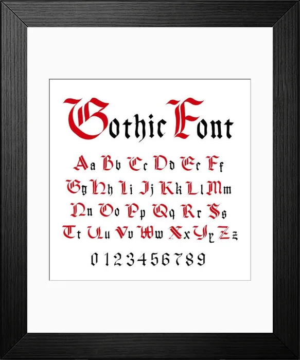 Framed Print : Classic gothic font, set of ancient letters isolated on white Framed Print : Classic gothic font, set of ancient letters isolated on white