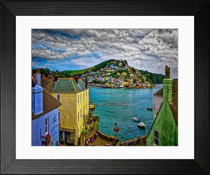 Framed Print : DIGITAL ART: Kingswear across the river Dart seen from Dartmouth, Devon, Great Britain Framed Print : DIGITAL ART: Kingswear across the river Dart seen from Dartmouth, Devon, Great Britain
