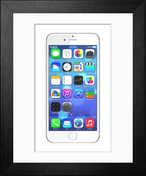 Framed Print : Apple iPhone 6 Plus front screen display Framed Print : Apple iPhone 6 Plus front screen display