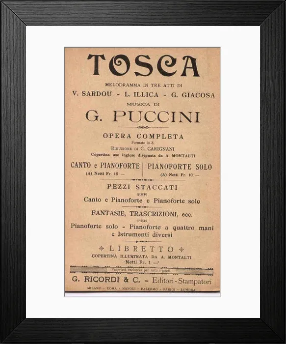 Framed Print : The 1917 Tosca poster represents an iconic image for the opera Tosca Framed Print : The 1917 Tosca poster represents an iconic image for the opera Tosca
