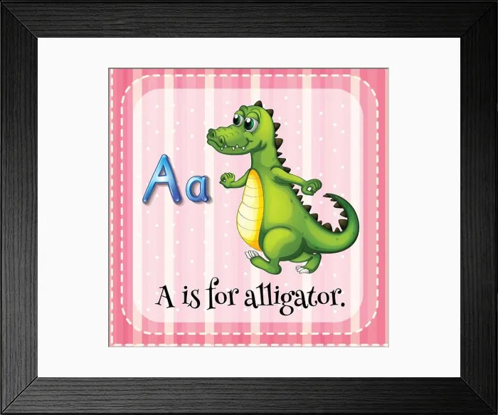 Framed Print : Illustration of Letter A is for alligator Framed Print : Illustration of Letter A is for alligator