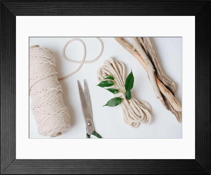 Framed Print : Everything for weaving macrame, rope, scissors and sticks Framed Print : Everything for weaving macrame, rope, scissors and sticks