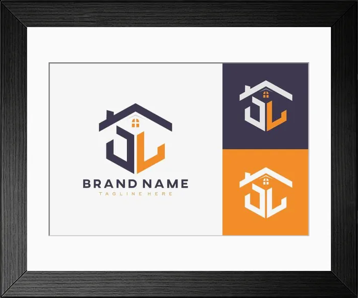 Framed Print : hexagon JL house monogram logo for real estate Framed Print : hexagon JL house monogram logo for real estate