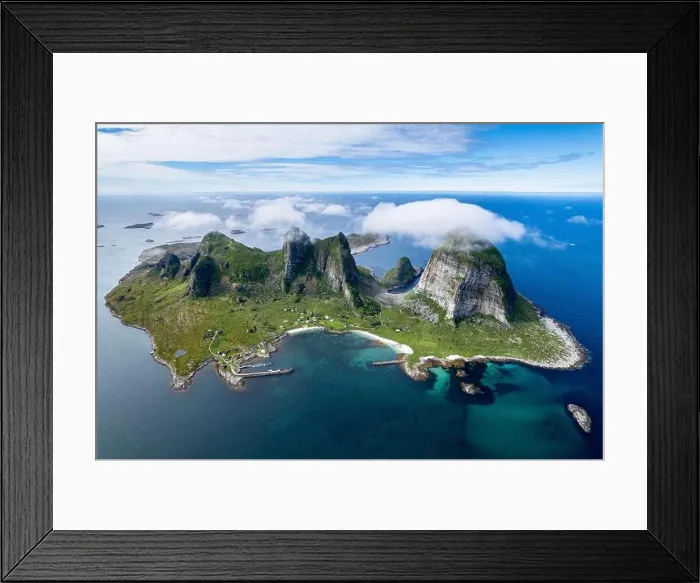 Framed Print : Aerial view of Traena Island, Traena, Sanna, Helgeland Coast, Nordland, Norway Framed Print : Aerial view of Traena Island, Traena, Sanna, Helgeland Coast, Nordland, Norway