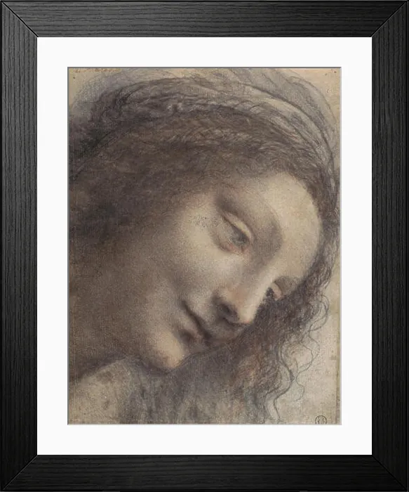 Framed Print : Leonardo da Vinci - The Head of the Virgin in Three Quarter View Facing Right Framed Print : Leonardo da Vinci - The Head of the Virgin in Three Quarter View Facing Right