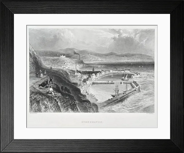 Framed Print : Stonehaven harbour, Scotland, vintage engraving from 1800s Framed Print : Stonehaven harbour, Scotland, vintage engraving from 1800s