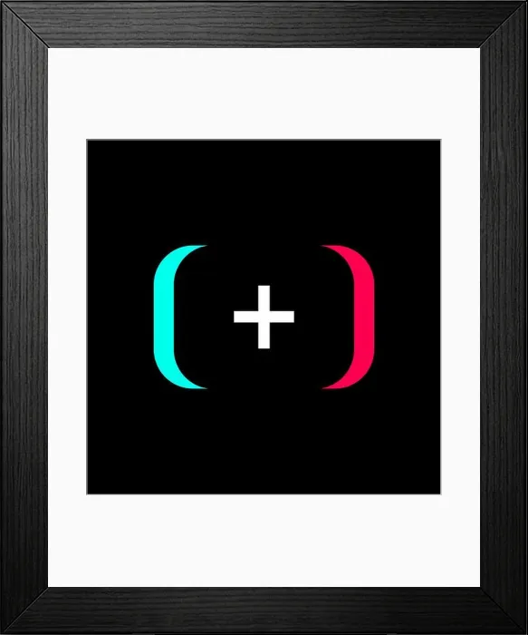 Framed Print : TikTok Plus Add Icon. Duotone. Plus Button Framed Print : TikTok Plus Add Icon. Duotone. Plus Button