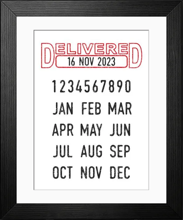 Framed Print : Vector illustration of the Delivered stamp and editable dates (day, month and year) in ink stamps Framed Print : Vector illustration of the Delivered stamp and editable dates (day, month and year) in ink stamps