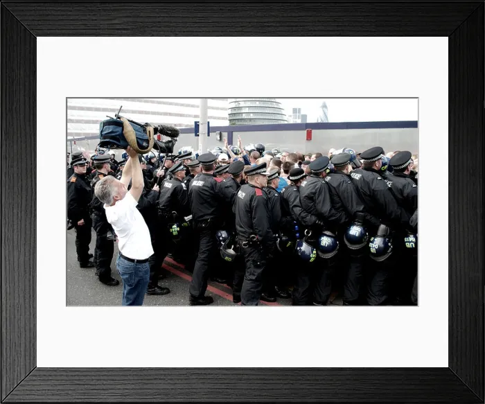 Framed Print : From far-right wing English Defense League protest and UAF counter-protest in East London the 3rd September 2011 Framed Print : From far-right wing English Defense League protest and UAF counter-protest in East London the 3rd September 2011