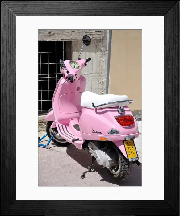 Framed Print : Pink Vespa Scooter, Nerja, Costa del Sol, Malaga Province, Andalusia, Spain Framed Print : Pink Vespa Scooter, Nerja, Costa del Sol, Malaga Province, Andalusia, Spain