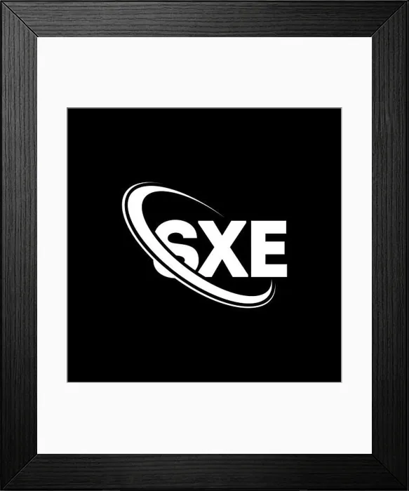 Framed Print : SXE logo. SXE letter. SXE letter logo design Framed Print : SXE logo. SXE letter. SXE letter logo design