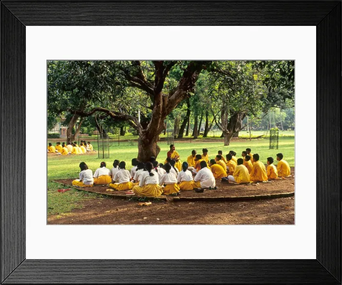 Framed Print : Indian children studying under mango tree in shanti niketan Shantiniketan garden bolpur birbhum calcutta kolkata west Framed Print : Indian children studying under mango tree in shanti niketan Shantiniketan garden bolpur birbhum calcutta kolkata west