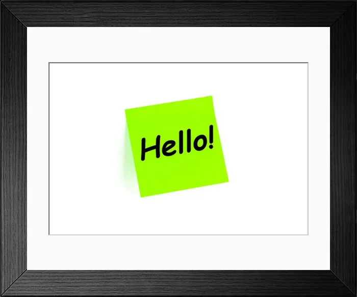 Framed Print : Hello Greeting Concept On A Note Isolated On White Framed Print : Hello Greeting Concept On A Note Isolated On White