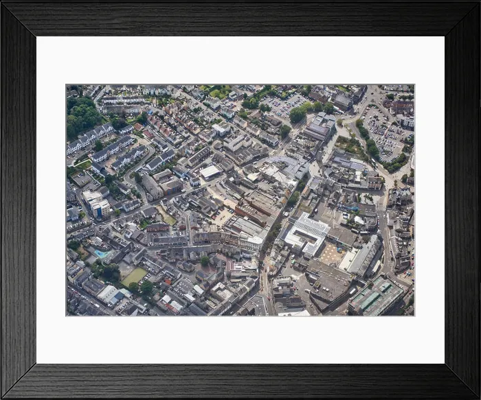 Framed Print : An aerial view of Newton Abbot town centre, Devon, South West England, UK Framed Print : An aerial view of Newton Abbot town centre, Devon, South West England, UK