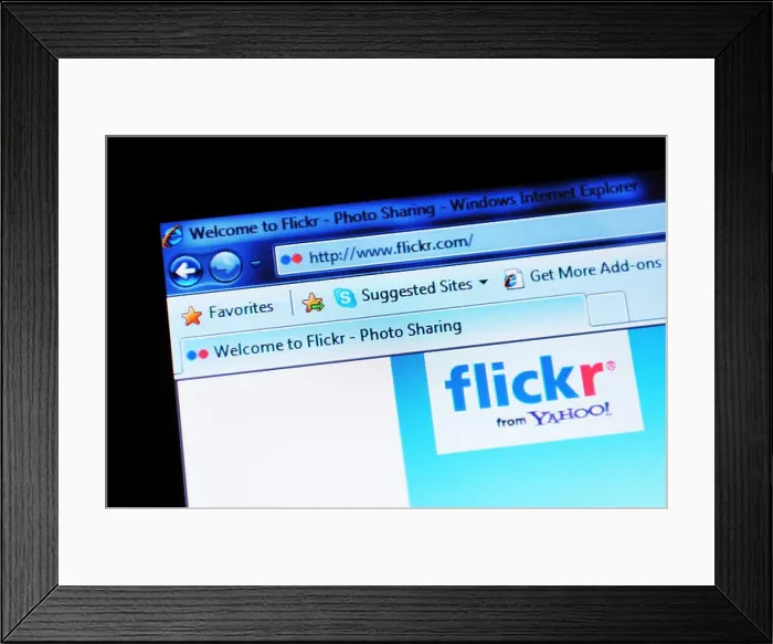 Framed Print : LONDON, UK - MARCH 8, 2011: Close up of Flickr website home page on laptop screen Framed Print : LONDON, UK - MARCH 8, 2011: Close up of Flickr website home page on laptop screen