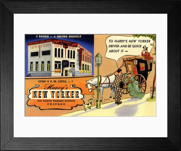Framed Print : The image shows Harry's New Yorker restaurant located at 400 North Wabash Avenue in Chicago Framed Print : The image shows Harry's New Yorker restaurant located at 400 North Wabash Avenue in Chicago