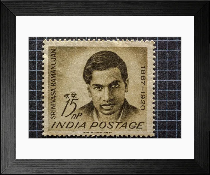 Framed Print : Srinivasa Ramanujan, 15 naya paisa postage stamp, india, asia Framed Print : Srinivasa Ramanujan, 15 naya paisa postage stamp, india, asia