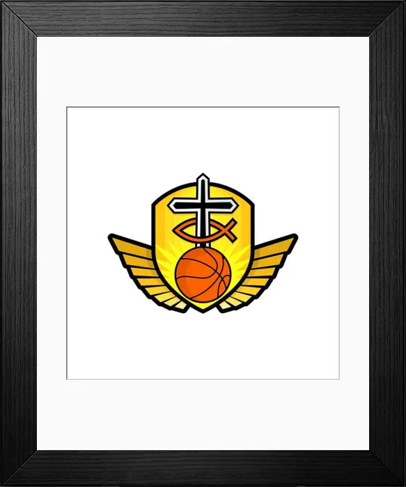 Framed Print : Christian sports logo. The golden shield Framed Print : Christian sports logo. The golden shield