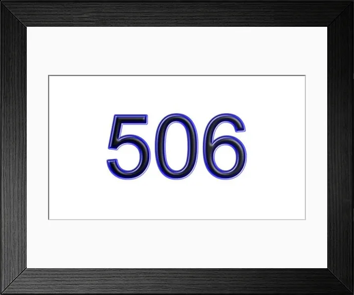 Framed Print : blue 506 number 3d effect white background Framed Print : blue 506 number 3d effect white background