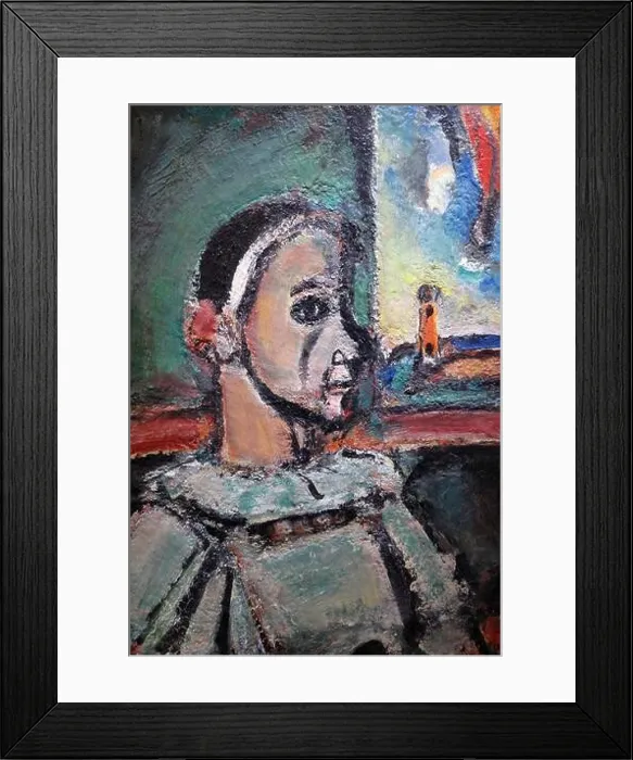 Framed Print : Painting titled Pierrot by Georges Rouault (1871-1958) French painter, draughtsman, and printer. Dated 1939 Framed Print : Painting titled Pierrot by Georges Rouault (1871-1958) French painter, draughtsman, and printer. Dated 1939