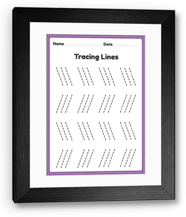 Framed Print : Tracing lines worksheet for kindergarten and preschool kids for educational activities in a printable illustration Framed Print : Tracing lines worksheet for kindergarten and preschool kids for educational activities in a printable illustration