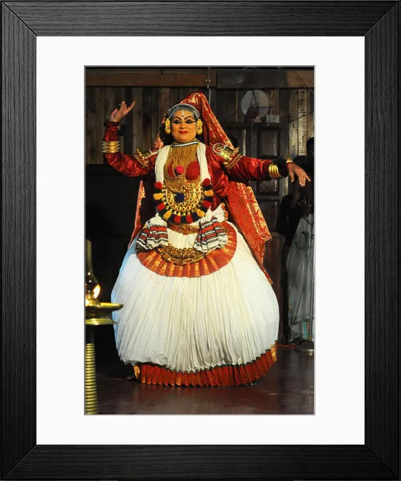 Framed Print : Contemporary female performer in a traditional Kathakali dance about folk mythologies from the Hindu epics Framed Print : Contemporary female performer in a traditional Kathakali dance about folk mythologies from the Hindu epics