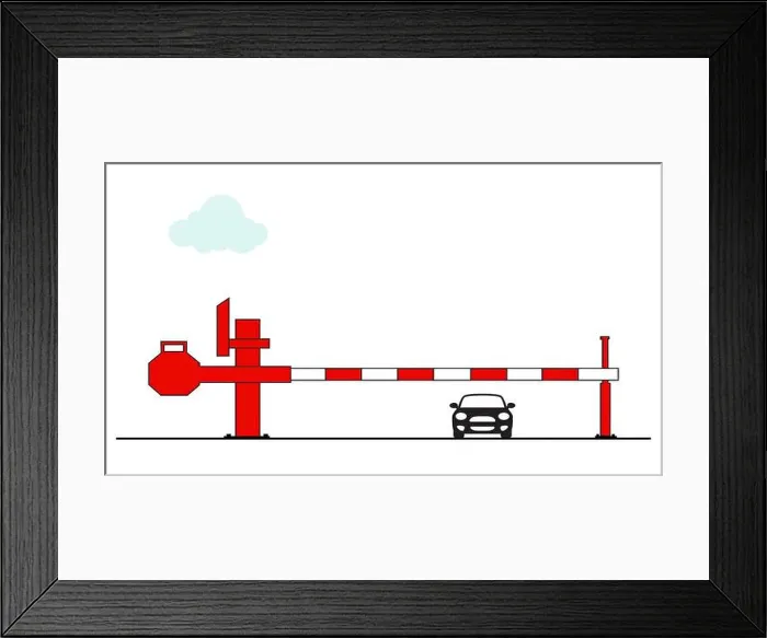 Framed Print : 2d illustration of Manual Rising Arm Barriers on white background Framed Print : 2d illustration of Manual Rising Arm Barriers on white background