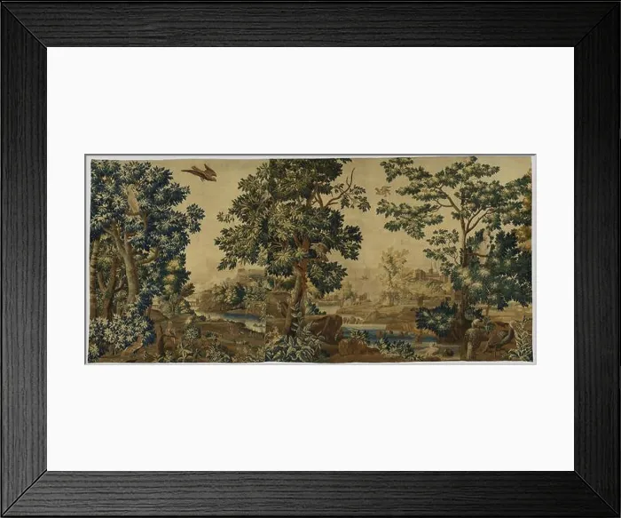 Framed Print : Wooded landscape with birds and glimpses of a river landscape Wooded landscape (series title) Framed Print : Wooded landscape with birds and glimpses of a river landscape Wooded landscape (series title)